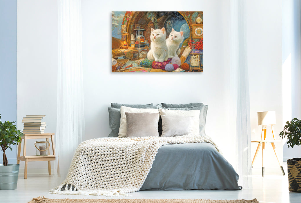Premium Textil-Leinwand Niedliche Tierwohnungen