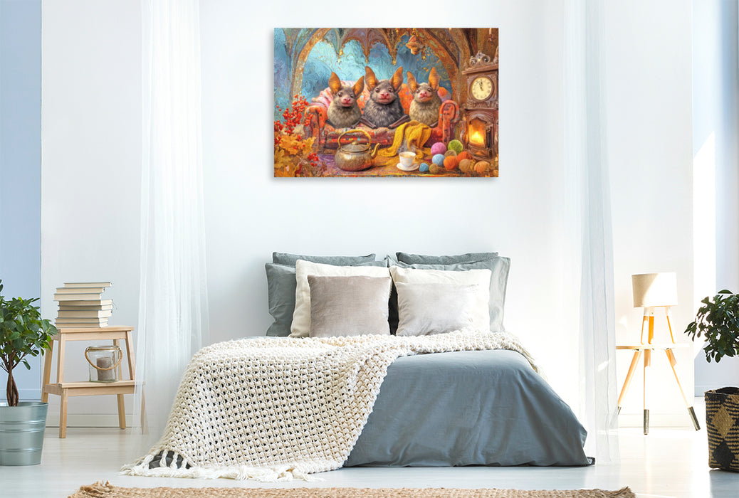 Premium Textil-Leinwand Niedliche Tierwohnungen