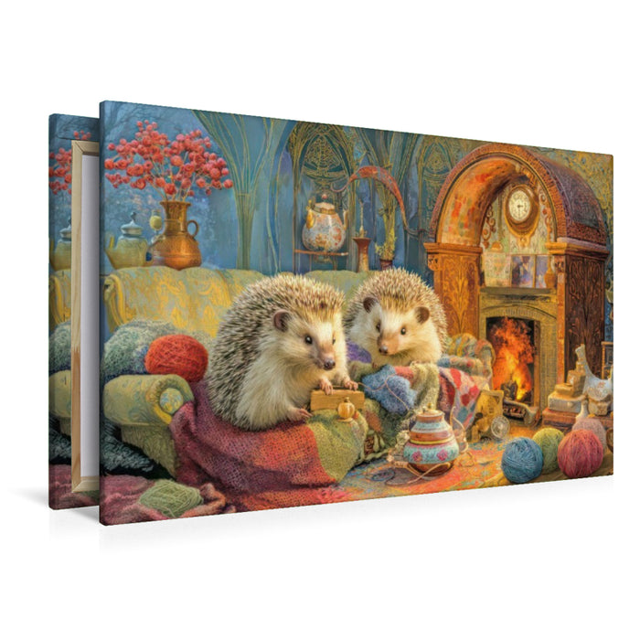 Premium Textil-Leinwand Niedliche Tierwohnungen