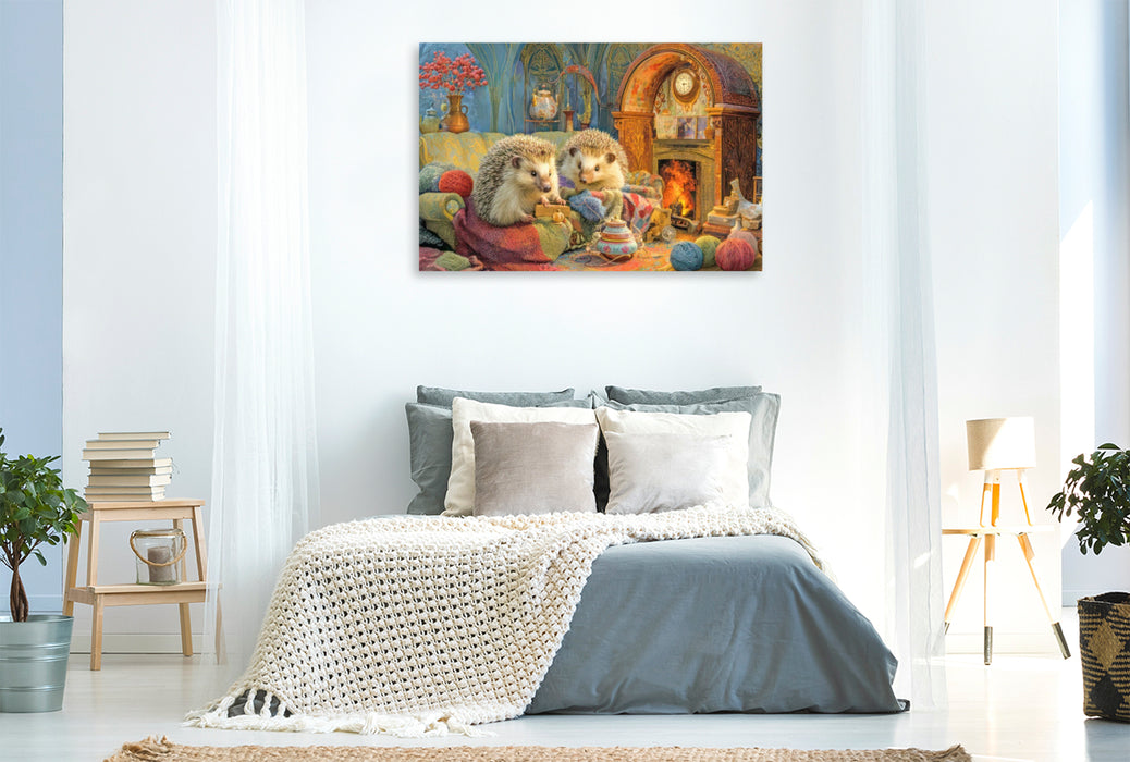 Premium Textil-Leinwand Niedliche Tierwohnungen