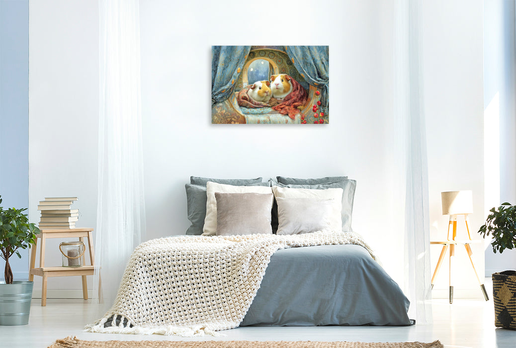 Premium Textil-Leinwand Niedliche Tierwohnungen
