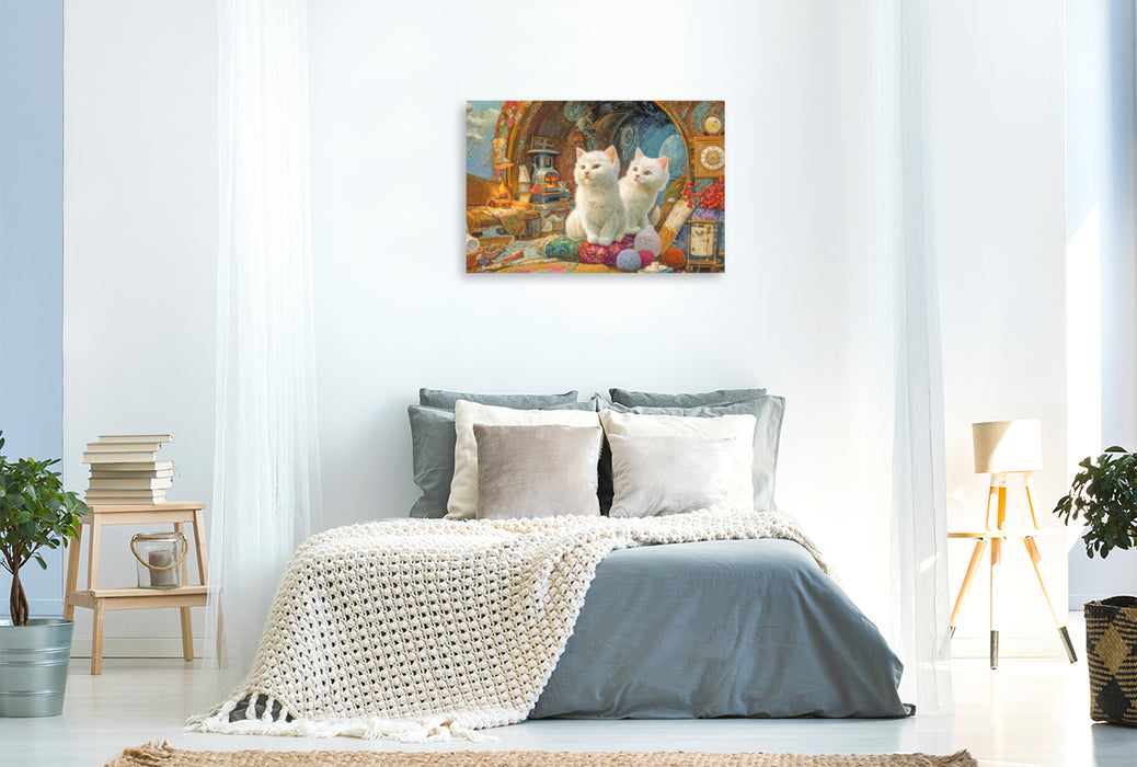 Premium Textil-Leinwand Niedliche Tierwohnungen