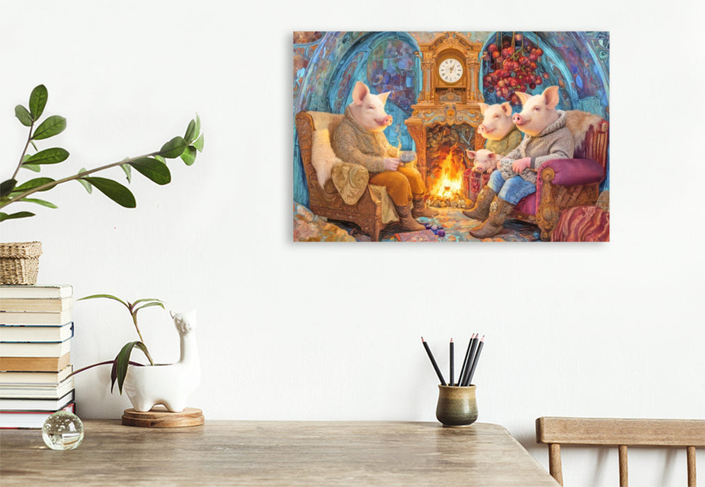 Premium Textil-Leinwand Niedliche Tierwohnungen