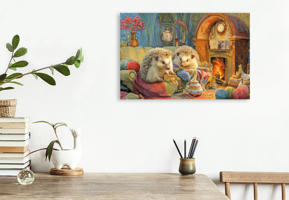Premium Textil-Leinwand Niedliche Tierwohnungen