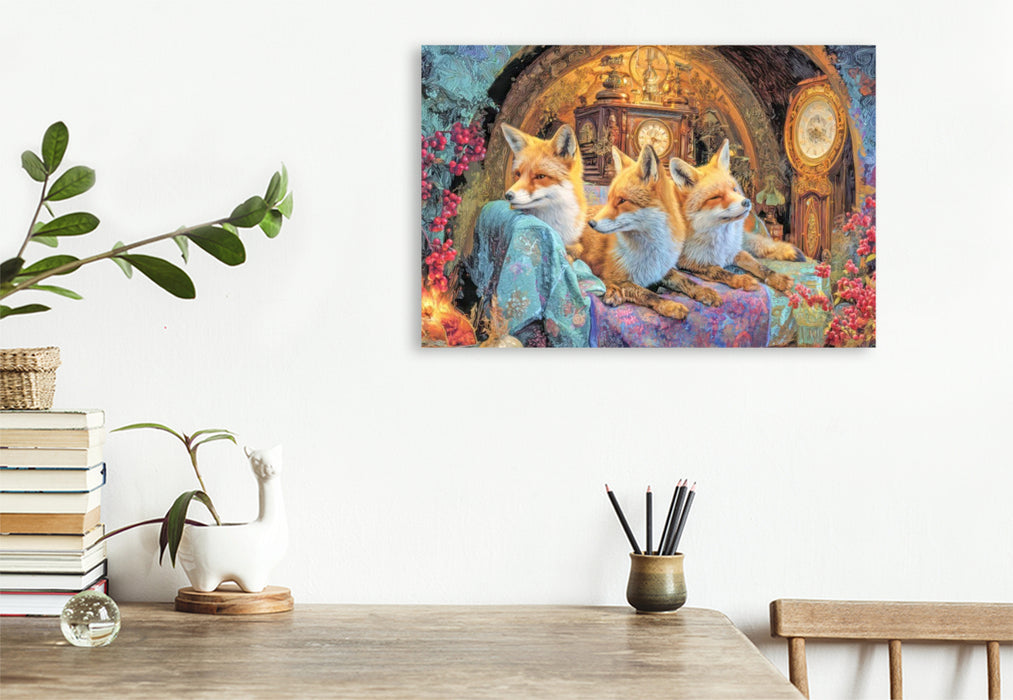 Premium Textil-Leinwand Niedliche Tierwohnungen