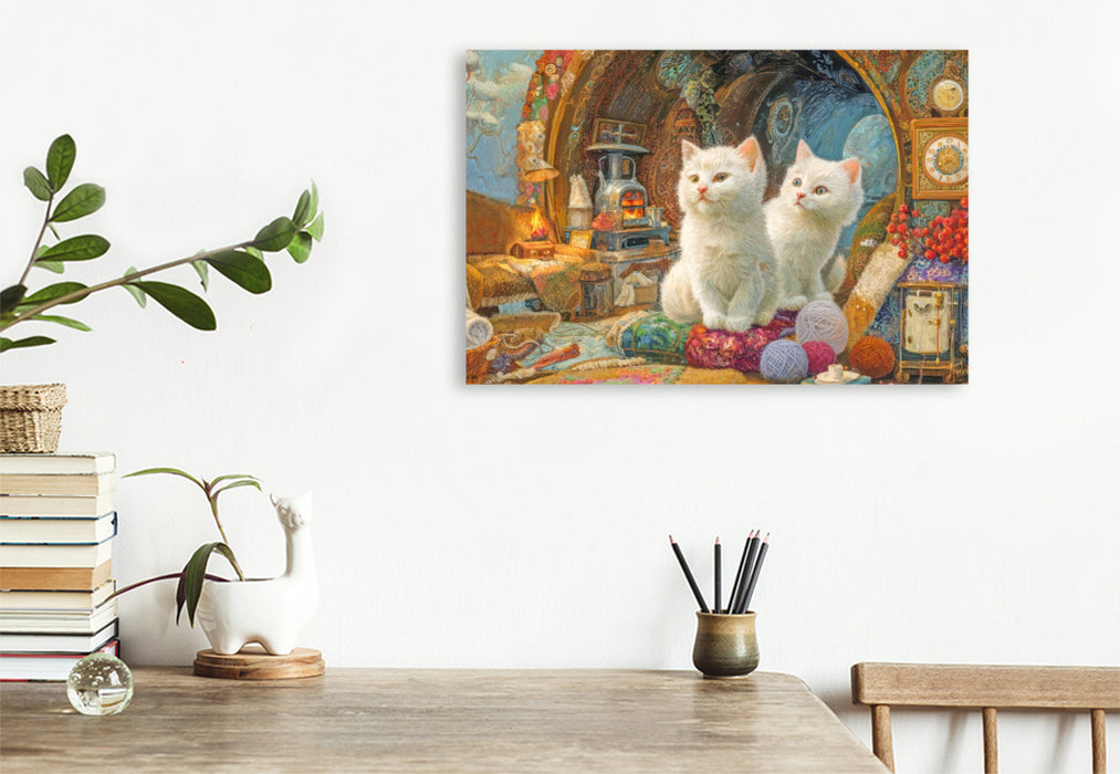 Premium Textil-Leinwand Niedliche Tierwohnungen