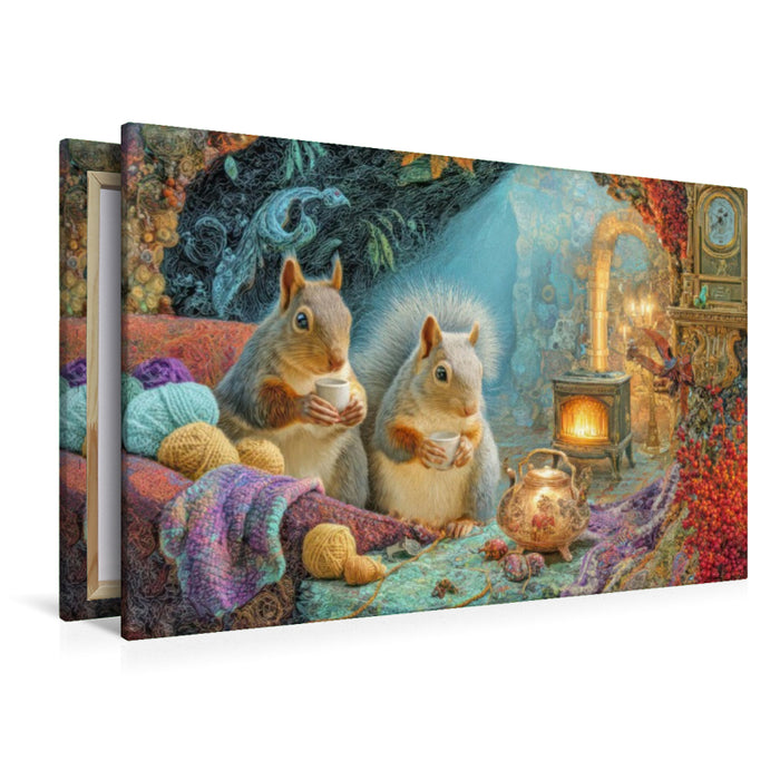 Premium Textil-Leinwand Niedliche Tierwohnungen