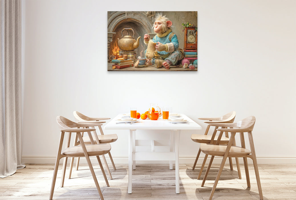 Premium Textil-Leinwand Niedliche Tierwohnungen