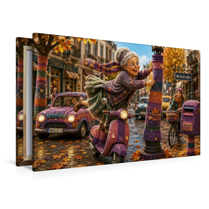 Premium Textil-Leinwand Stricken mit Schwung