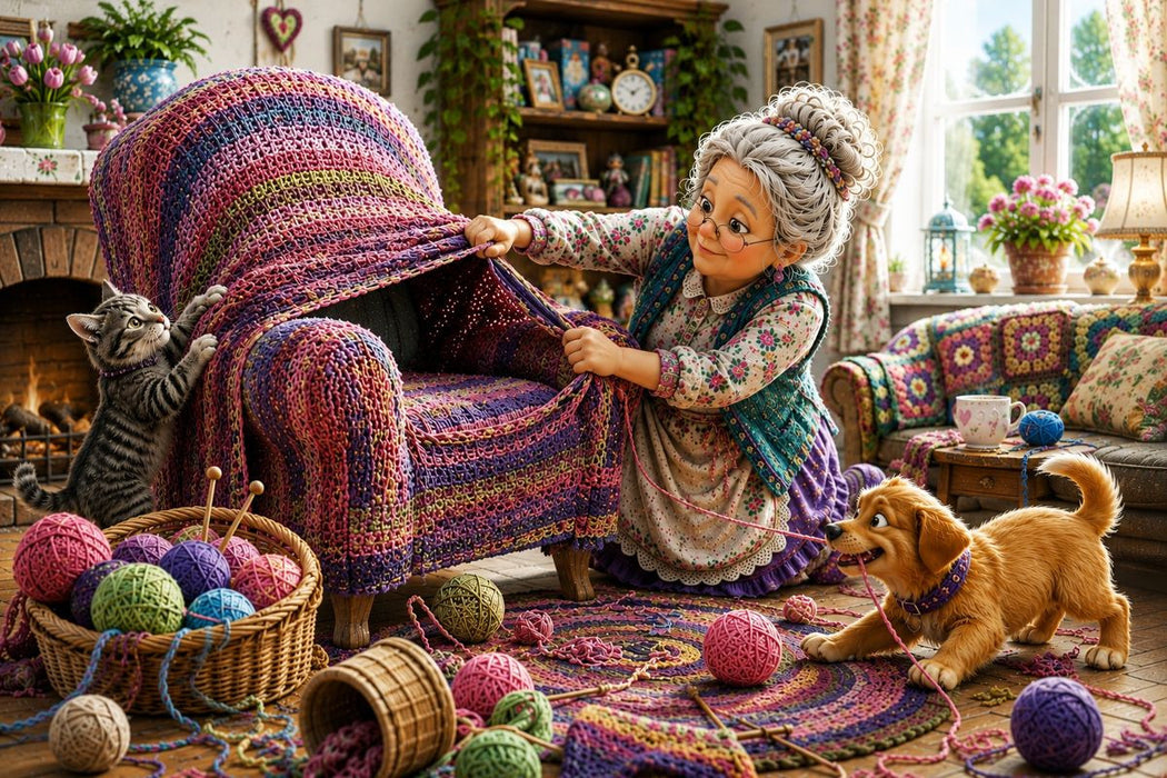 Premium Textil-Leinwand Der Sessel friert auch