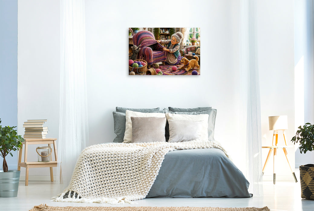 Premium Textil-Leinwand Der Sessel friert auch