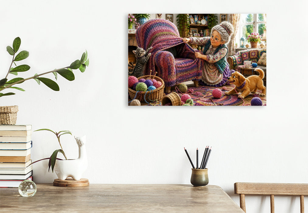 Premium Textil-Leinwand Der Sessel friert auch