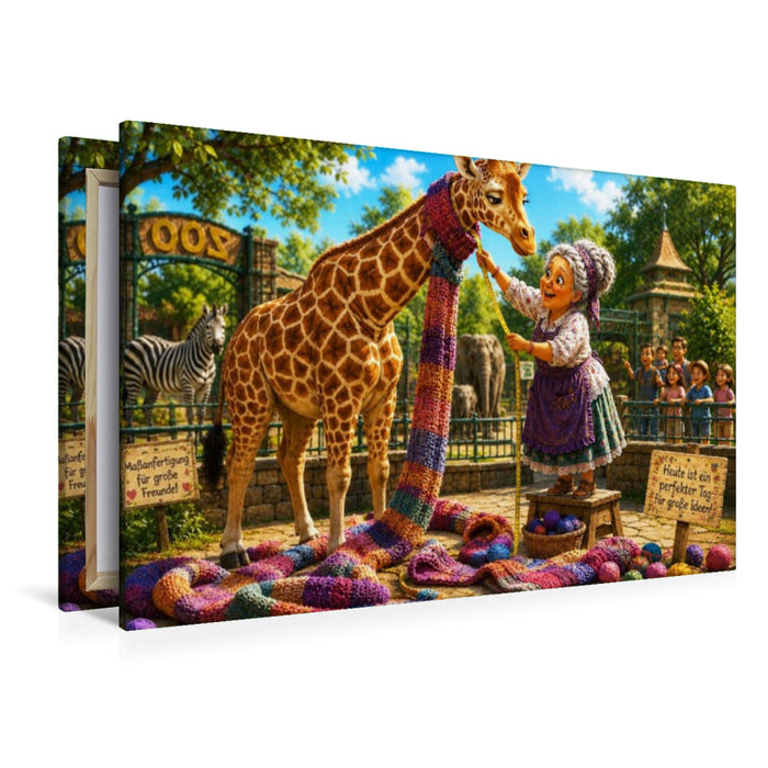 Premium Textil-Leinwand Maßarbeit für die Giraffe
