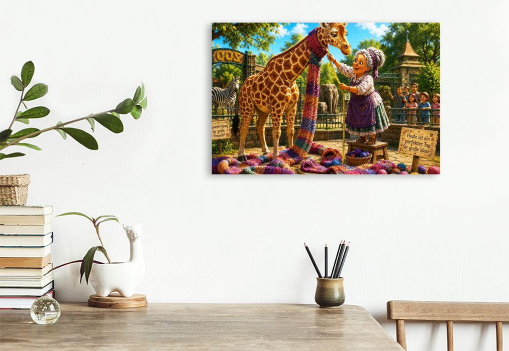 Premium Textil-Leinwand Maßarbeit für die Giraffe