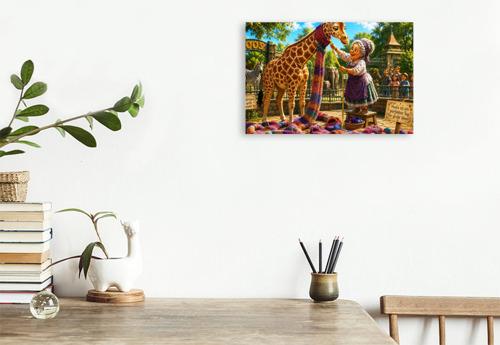 Premium Textil-Leinwand Maßarbeit für die Giraffe
