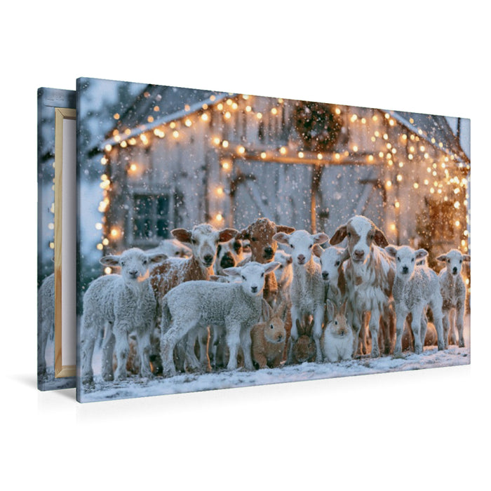 Premium Textil-Leinwand Weihnachtszauber auf dem Hof