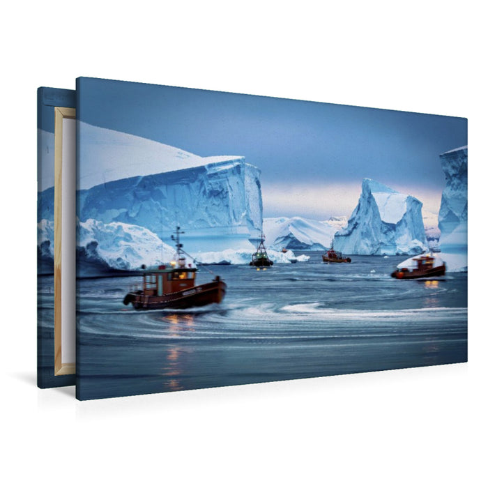 Premium Textil-Leinwand Die Ruhe der Polarmeere in einer einzigen Spur.