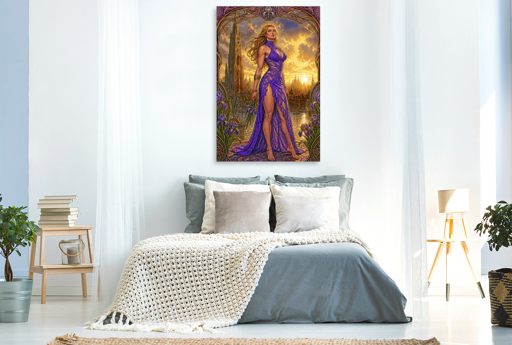 Premium Textil-Leinwand Dusana – Die goldene Stadt