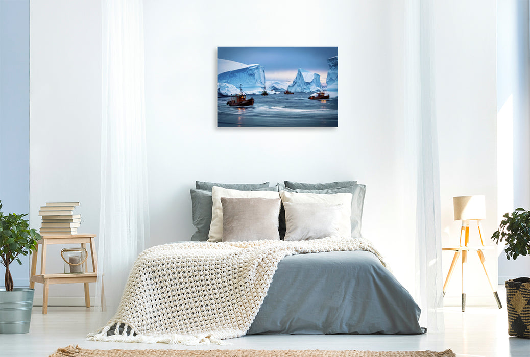 Premium Textil-Leinwand Die Ruhe der Polarmeere in einer einzigen Spur.