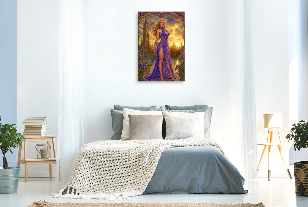 Premium Textil-Leinwand Dusana – Die goldene Stadt