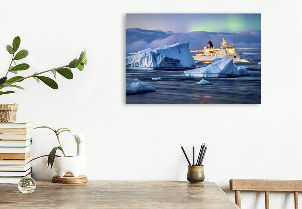 Premium Textil-Leinwand Ein Motiv aus dem Kalender Eisberge in Langzeitbelichtung