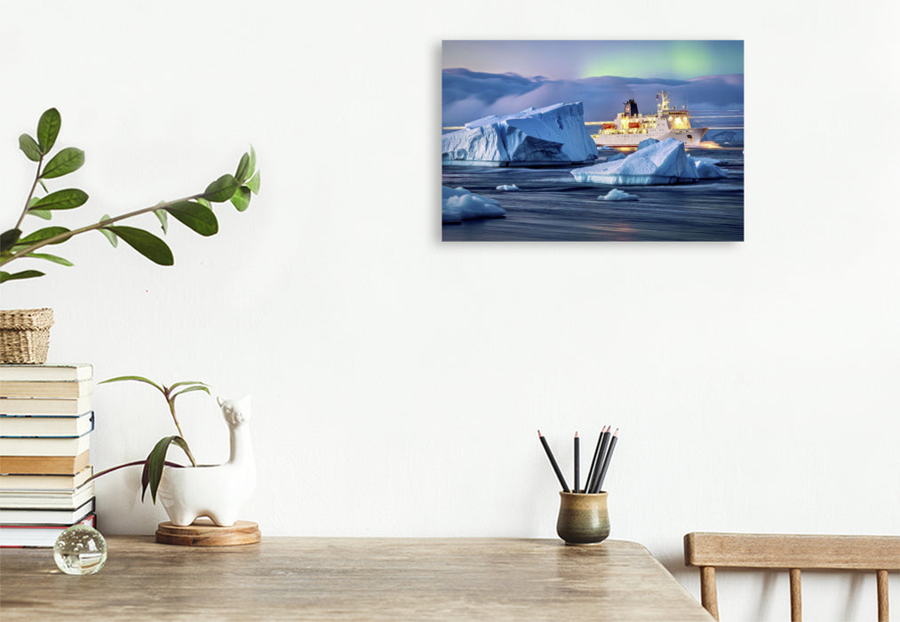 Premium Textil-Leinwand Ein Motiv aus dem Kalender Eisberge in Langzeitbelichtung