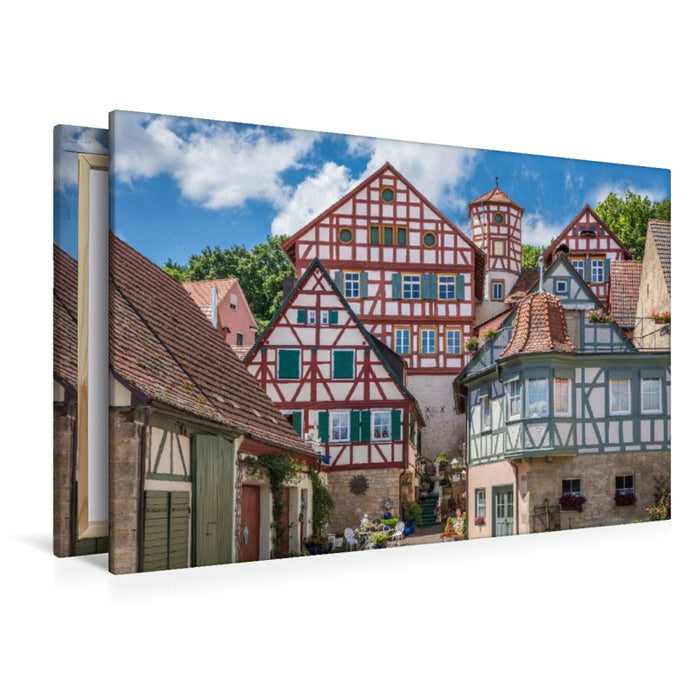 Premium Textil-Leinwand Altstadt mit Romschlössle in Creglingen, Baden-Württemberg