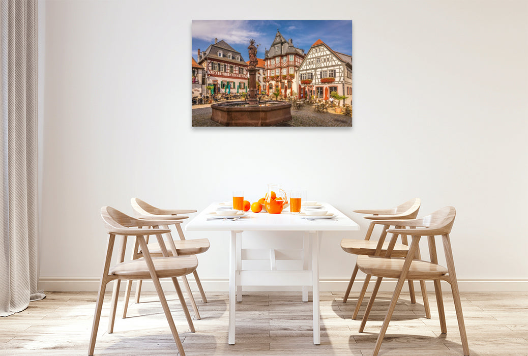 Premium Textil-Leinwand Marktplatz von Heppenheim, Hessen