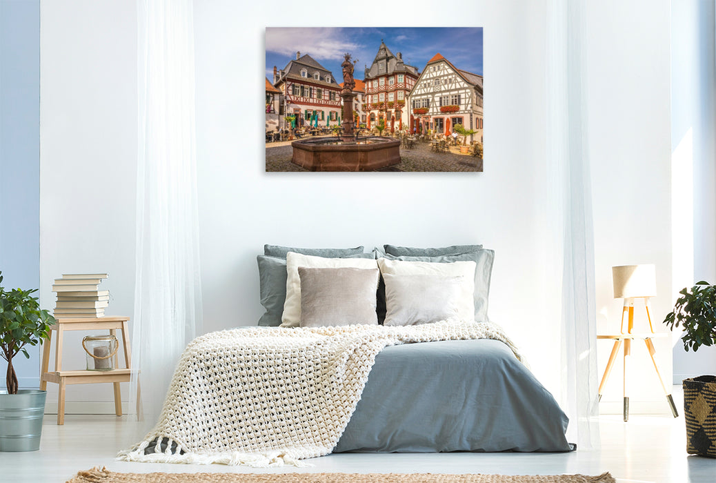 Premium Textil-Leinwand Marktplatz von Heppenheim, Hessen