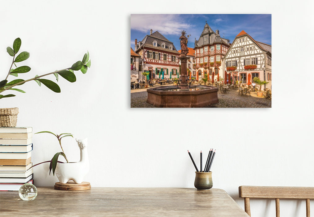 Premium Textil-Leinwand Marktplatz von Heppenheim, Hessen