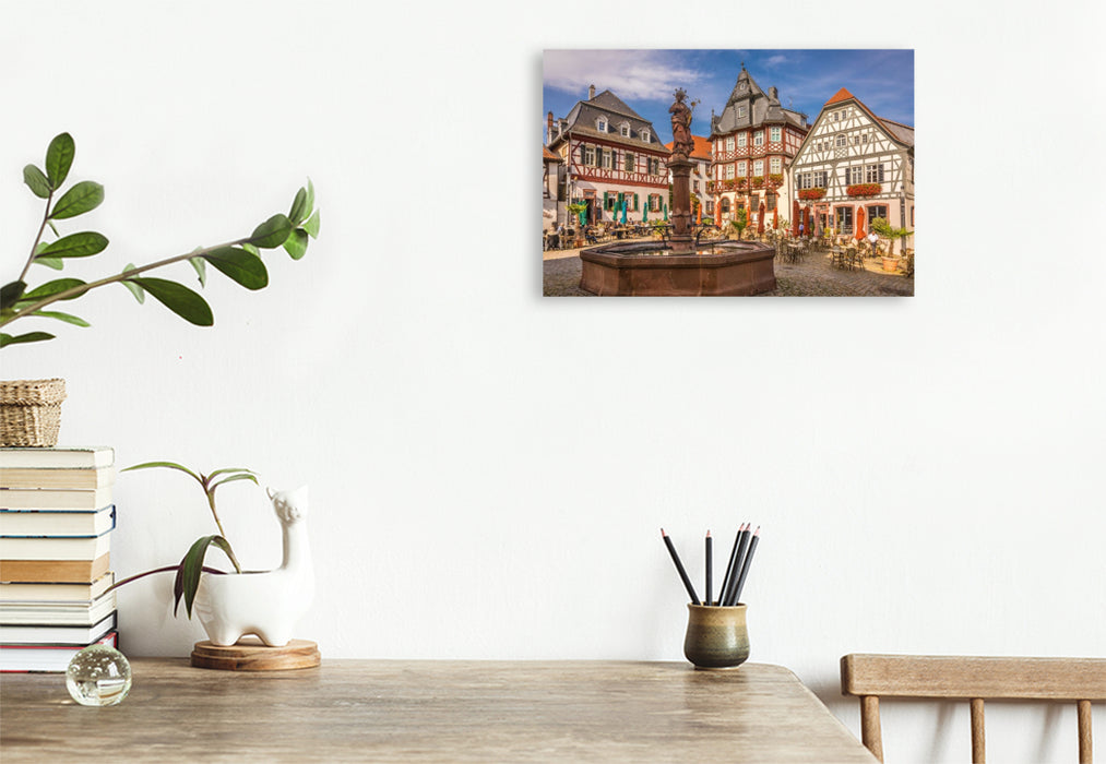 Premium Textil-Leinwand Marktplatz von Heppenheim, Hessen