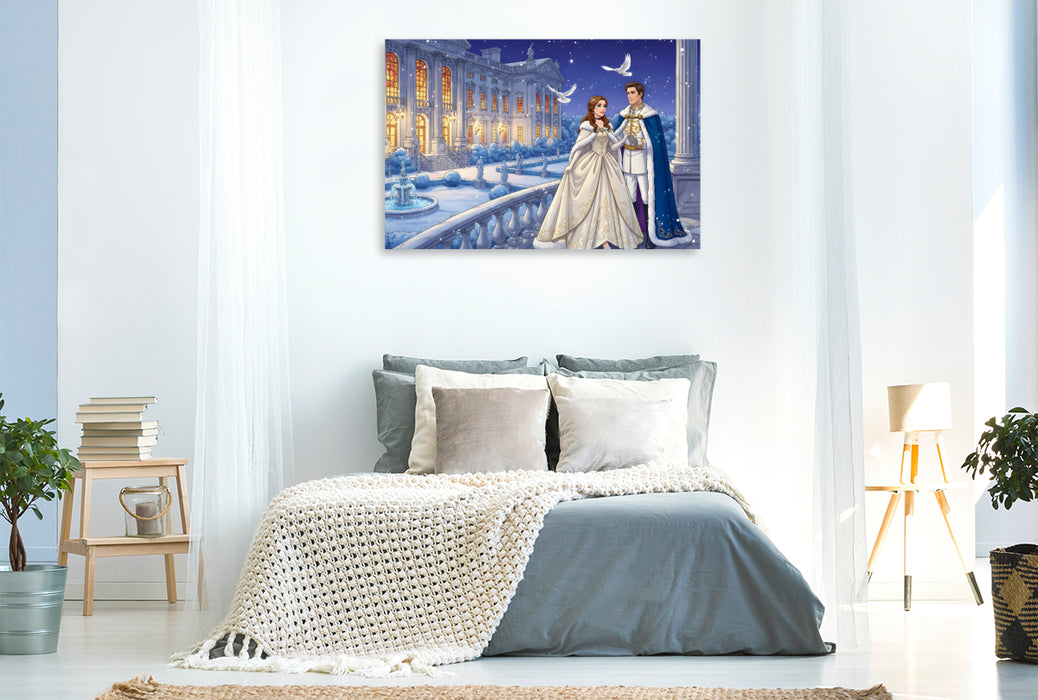 Premium Textil-Leinwand Glücklich vereint im königlichen Schloss