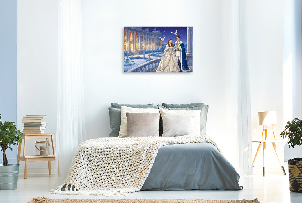 Premium Textil-Leinwand Glücklich vereint im königlichen Schloss