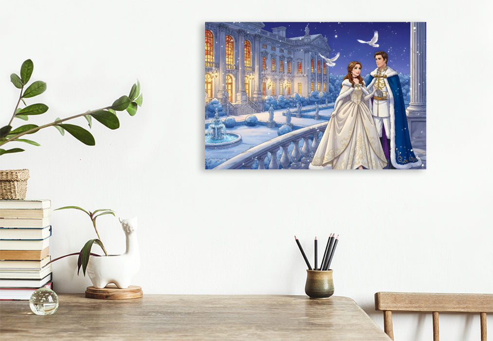 Premium Textil-Leinwand Glücklich vereint im königlichen Schloss