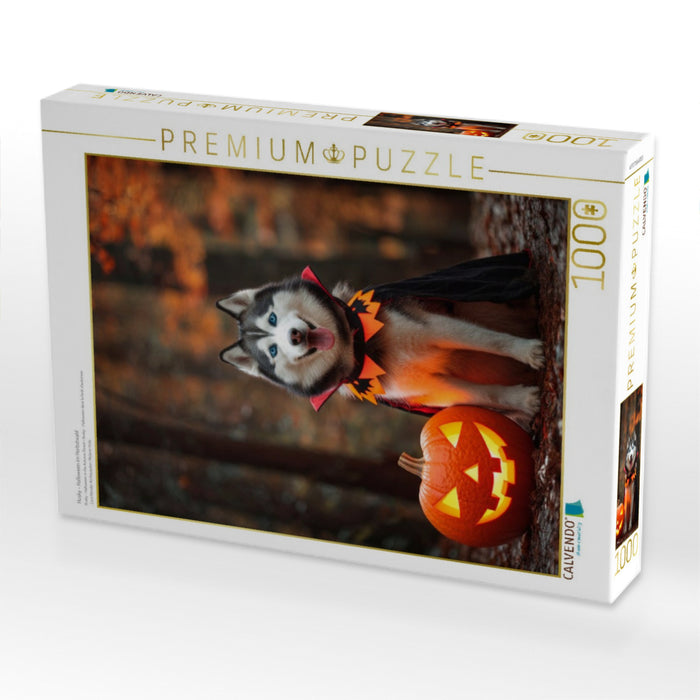 Husky - Halloween im Herbstwald - CALVENDO Foto-Puzzle'