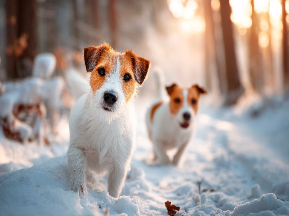 Jack Russell Terrier - Winterfreunde auf Entdeckungstour - CALVENDO Foto-Puzzle'