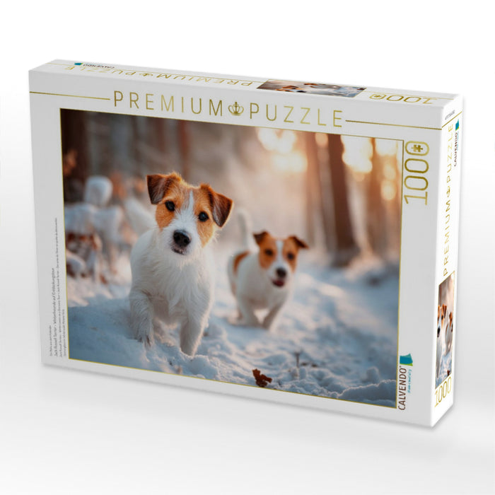 Jack Russell Terrier - Winterfreunde auf Entdeckungstour - CALVENDO Foto-Puzzle'