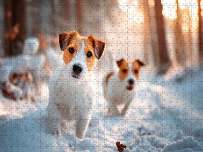 Jack Russell Terrier - Winterfreunde auf Entdeckungstour - CALVENDO Foto-Puzzle'