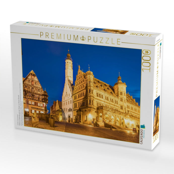 Rathaus in Rothenburg ob der Tauber zur blauen Stunde - CALVENDO Foto-Puzzle'