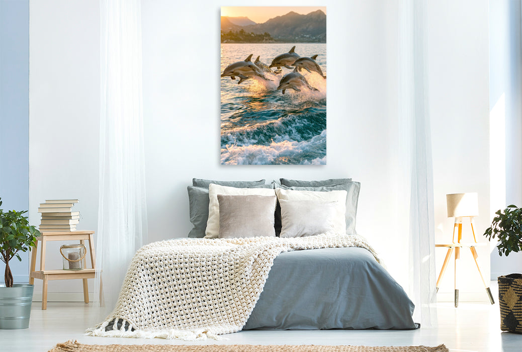 Premium Textil-Leinwand Wellen voller Glück