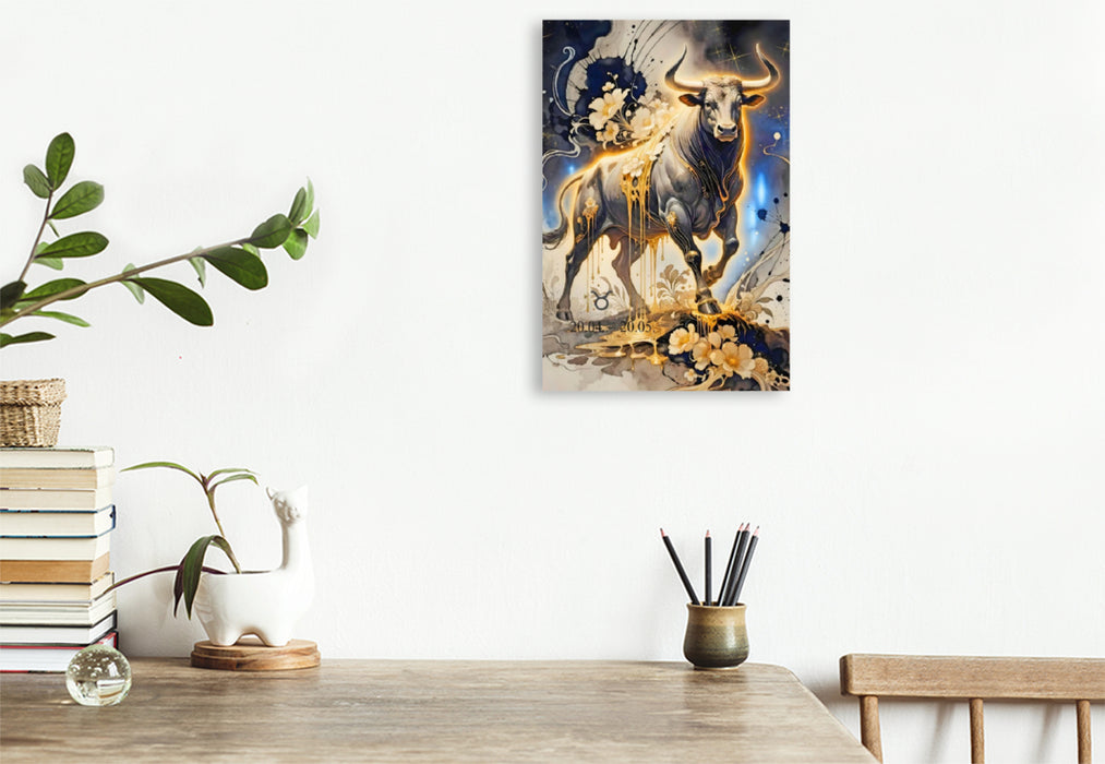 Premium Textil-Leinwand Stier