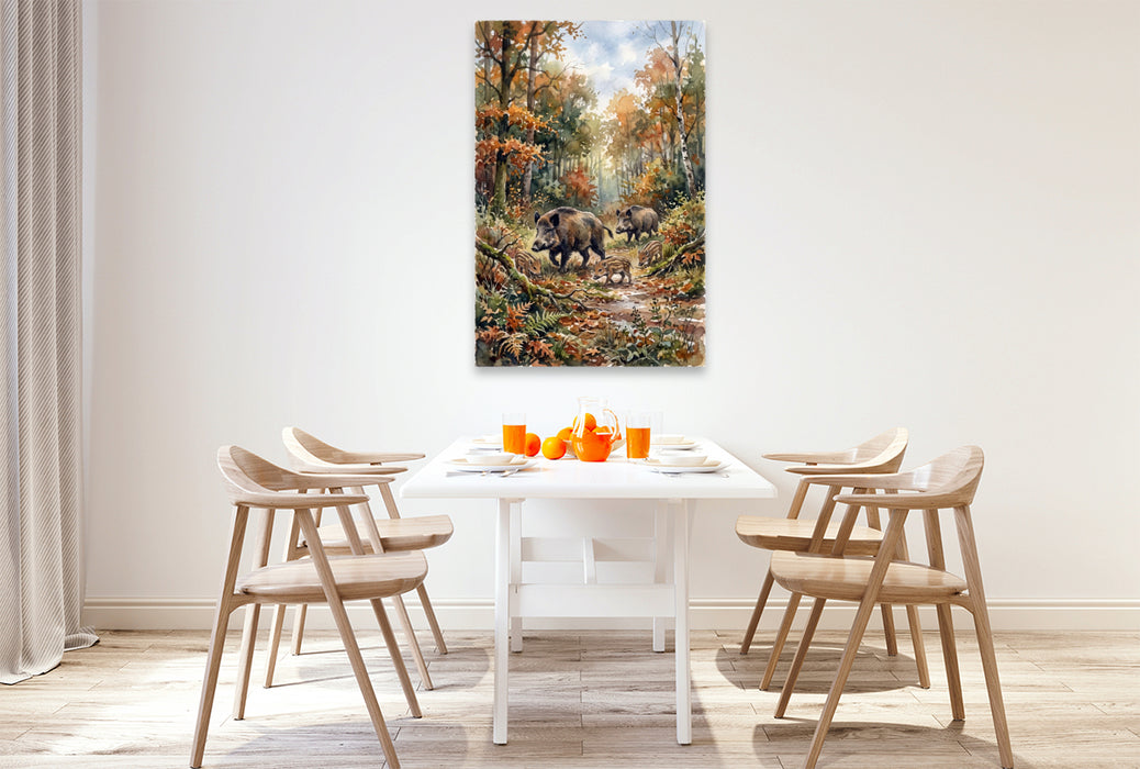 Premium Textil-Leinwand Die Wildschweine
