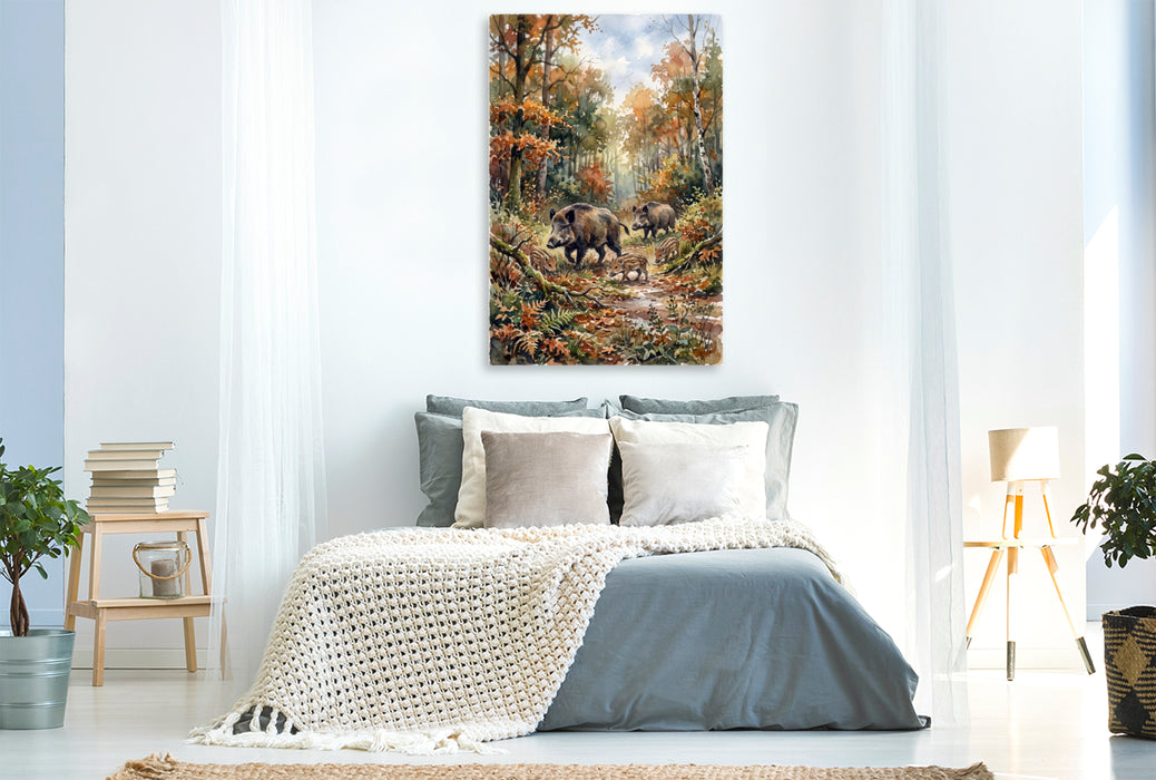 Premium Textil-Leinwand Die Wildschweine
