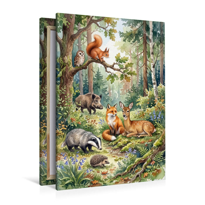Premium Textil-Leinwand Ein Motiv aus dem Kalender Begegnungen im Wald