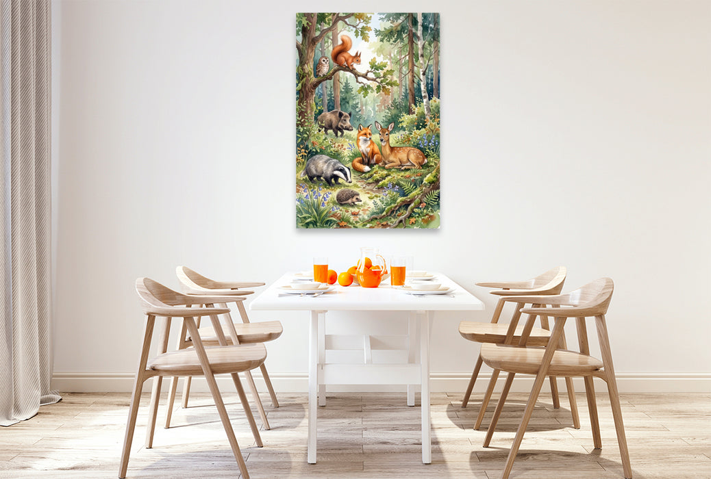 Premium Textil-Leinwand Ein Motiv aus dem Kalender Begegnungen im Wald