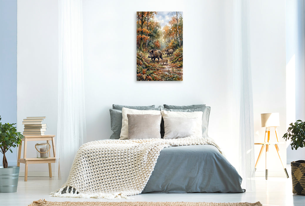Premium Textil-Leinwand Die Wildschweine