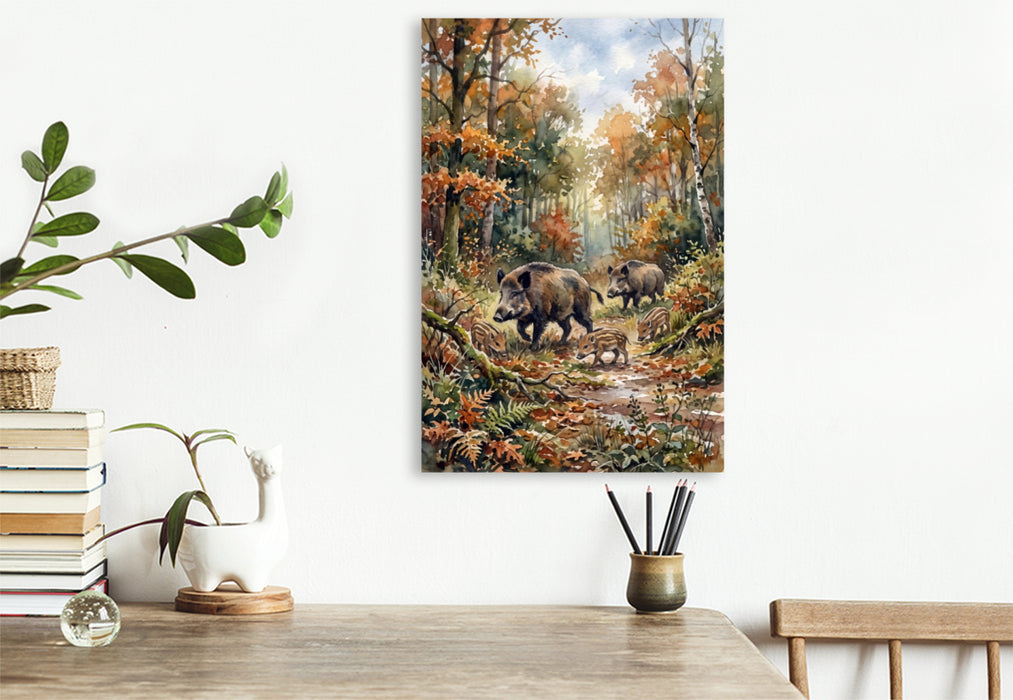 Premium Textil-Leinwand Die Wildschweine