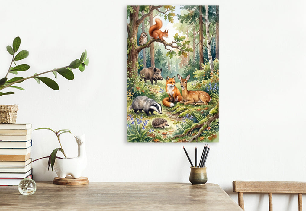 Premium Textil-Leinwand Ein Motiv aus dem Kalender Begegnungen im Wald