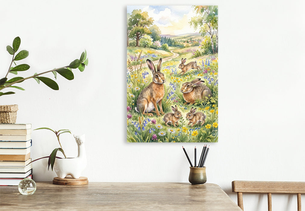 Premium Textil-Leinwand Die Hasen