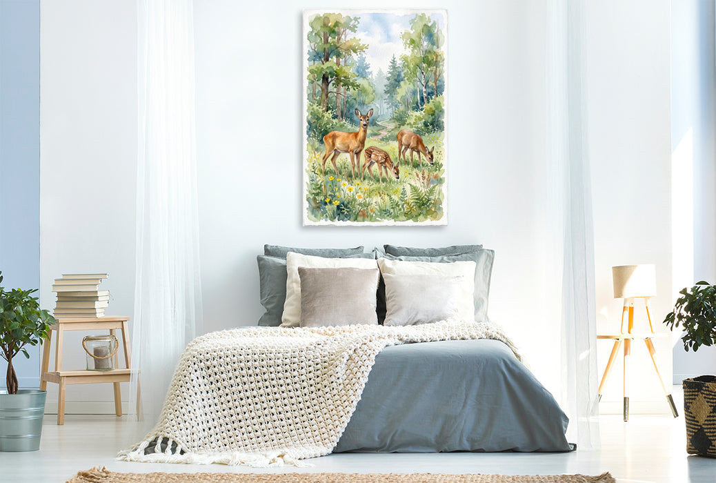 Premium Textil-Leinwand Die Rehe